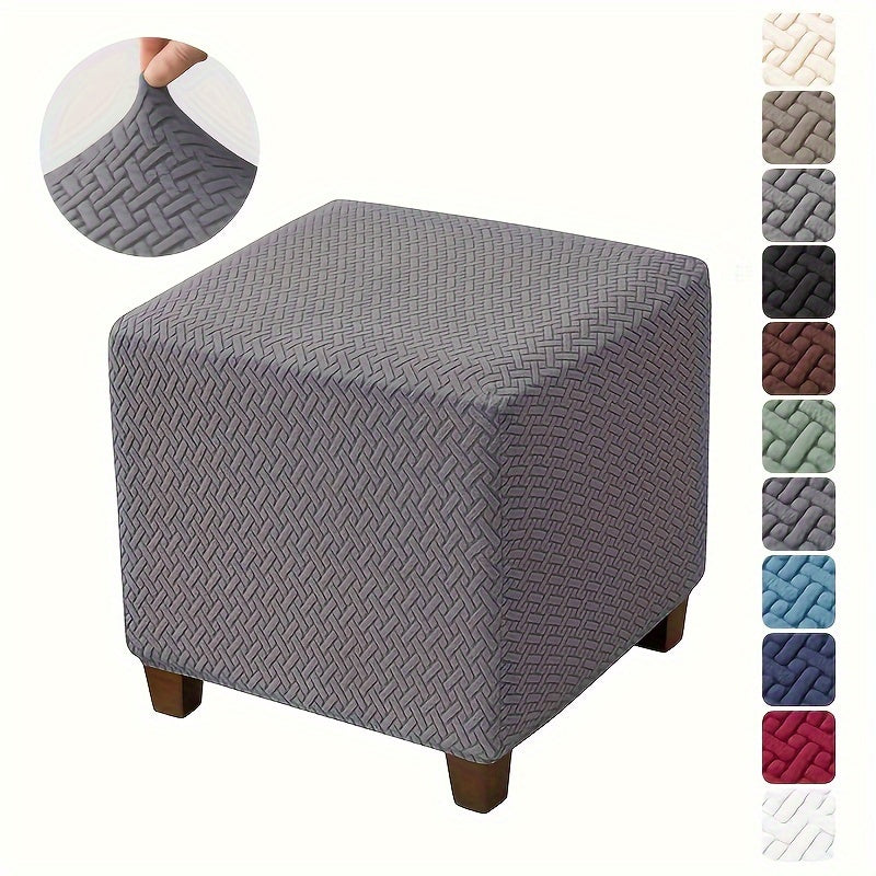 Polyester spandex stool cover with elastic closure, machine washable. Small size.