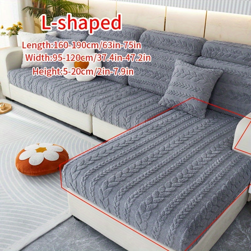 Wheat Sheaf Pattern Plush Sofa Cover, Cat Scratch Resistant, Elastic Fit for 1-4 Seater Sofas, Non-Slip, Machine Washable, Ideal for Multiple Rooms