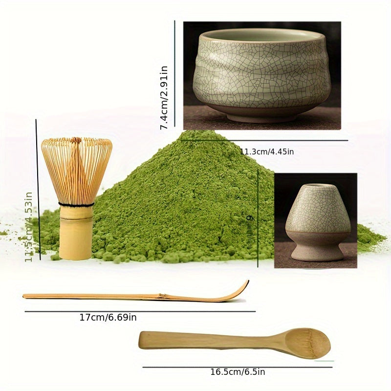 Gift Box containing a Set of 4/5/6 Matcha Sets for Halloween, Christmas, and Thanksgiving featuring Japanese-made Matcha Green Tea essentials including Matcha Whisk, Traditional Scoop, Matcha Bowl, and Ceramic Whisk Holder. A perfect Start-Up Kit for