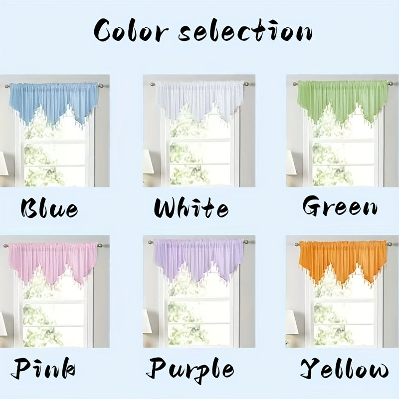 1 Chic Semi-Sheer Triangle Curtain Panel with Tassels - 129.54cm x 60.96cm, Solid Color, Easy Rod Pocket Design for Hanging - Ideal for Kitchen, Living Room, Bedroom - Comes in Various Colors