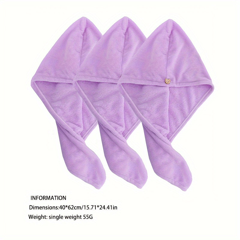 3/4 Super soft hair drying towels with buttons for all hair types.