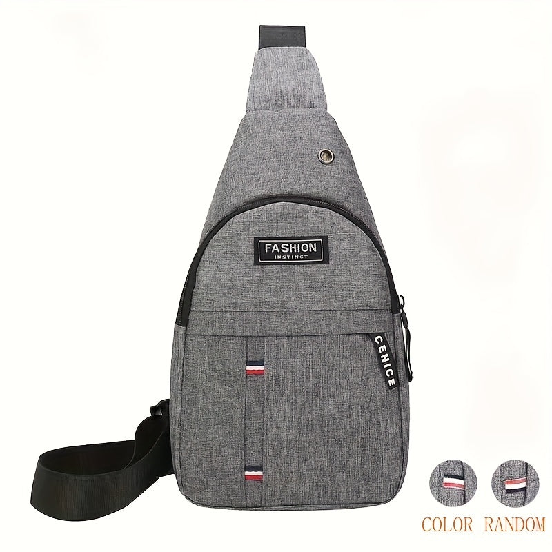 Black men's Oxford sling bag with adjustable strap, multiple compartments, and casual sports style for outdoor travel.