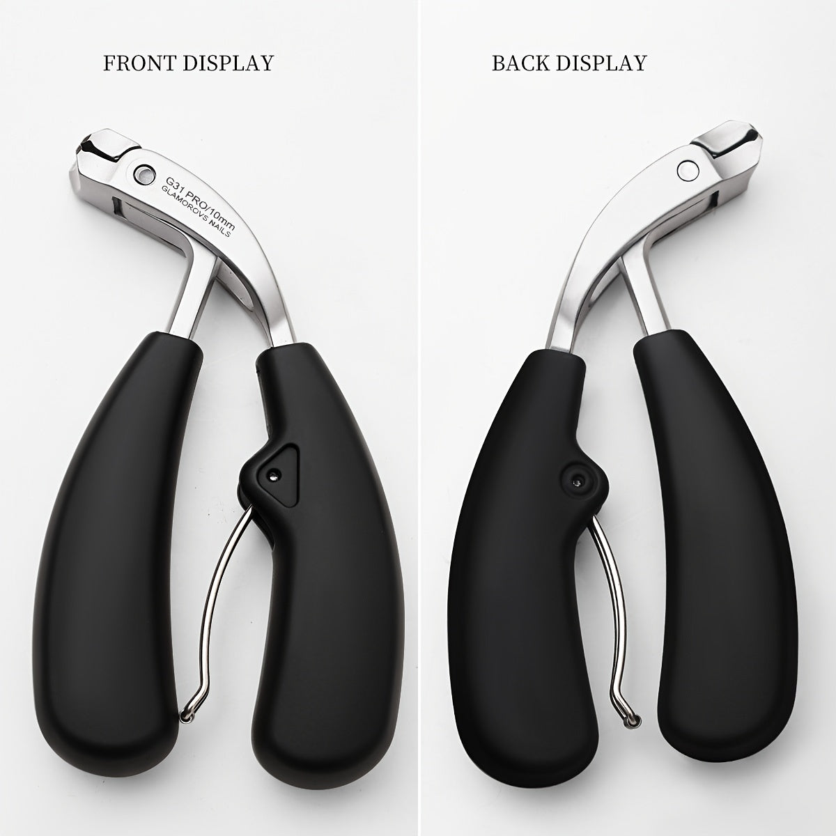 Professional G31 nail clippers with stainless steel blade, wide opening, and curved cuticle trimmer. Ideal for thick toenails, suitable for men and elderly.