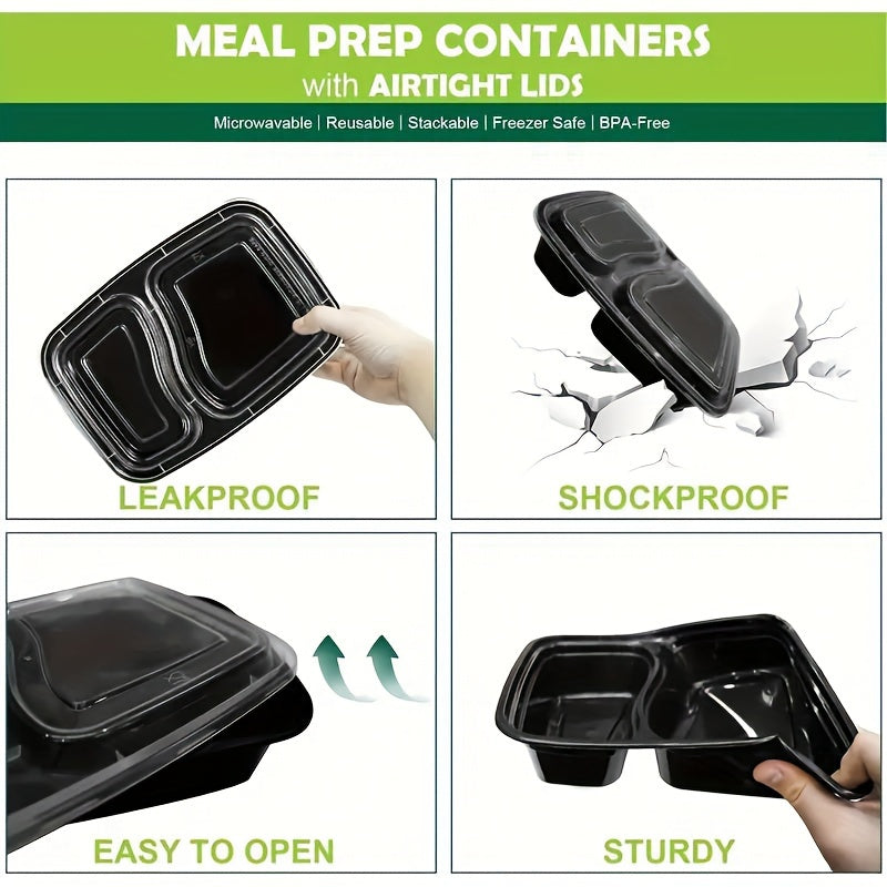 Disposable lunch boxes available in packs of 10, 20, 50, or 100. These reusable and durable meal prep containers are microwaveable and extra large and thick. They are BPA free with lids included, suitable for school, office, camping, and picnic use.