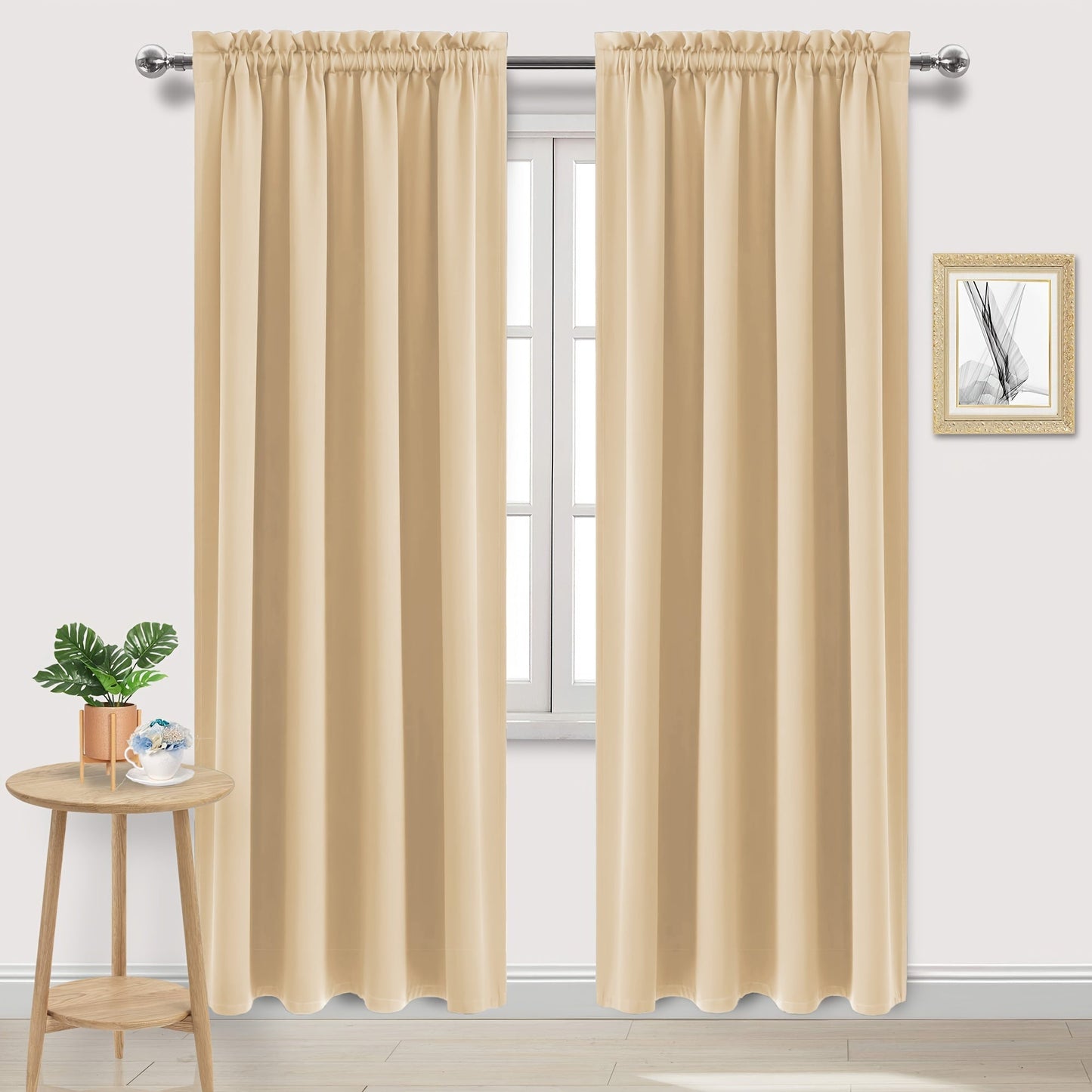 Blackout Curtains with Rod Pocket for Bedroom, Blocks UV Light and Darkens Rooms, Ideal for Living Room, Office, and Home Decor