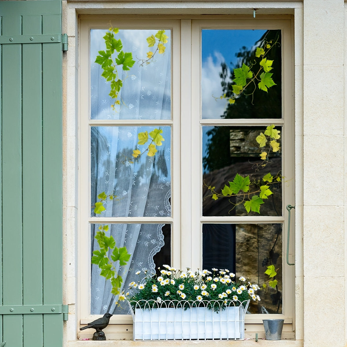 Double-sided 20 Silk Wall Sticker featuring a Simple Maple Leaf Vine design, designed as a Window Sticker. This Static Cling sticker is reusable and made of Polyvinyl chloride material. It has a thickness of 5mil and a Contemporary Style.