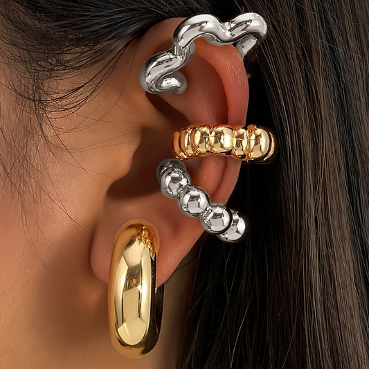 Punk-inspired Minimalist Geometric Irregular C-Shaped Ear Cuff Set includes 8 pieces. Features a Simple Style with an Alloy construction and a Script-and-numeric-symbols Theme. Perfect for daily wear or as a gift for any occasion. Suitable for all