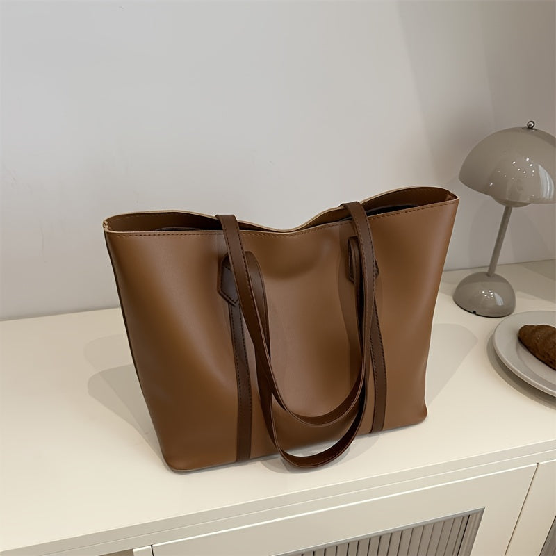 Women's lightweight tote for daily commutes or going out, with double handles and polyester lining - a fashionable handbag for students.