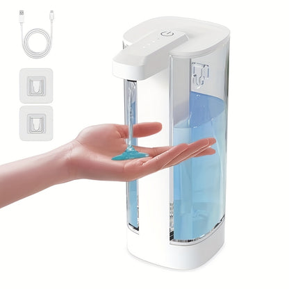 380ml USB Rechargeable Soap Dispenser with Motion Sensor - Wall-Mounted, Plastic, Automatic Hand & Dishwashing Liquid Dispenser for Bathroom and Kitchen.