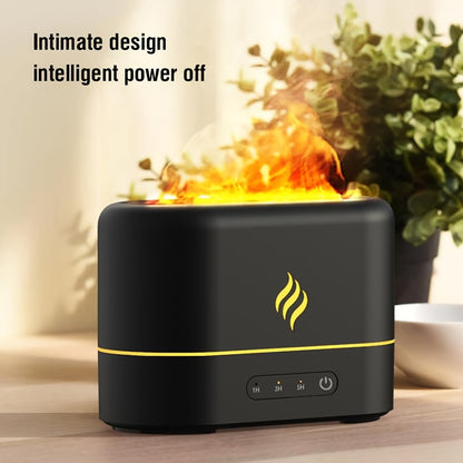 Flame Simulation Ultrasonic Humidifier with Aromatherapy and Lighting - USB Powered Essential Oil Diffuser for Bedroom and Travel