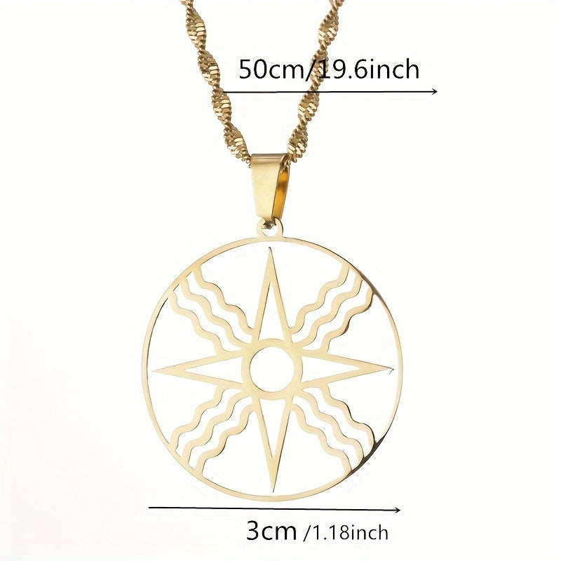 Ashur Pendant Necklace crafted from stainless steel, with an ethnic and minimalist design perfect for casual wear.