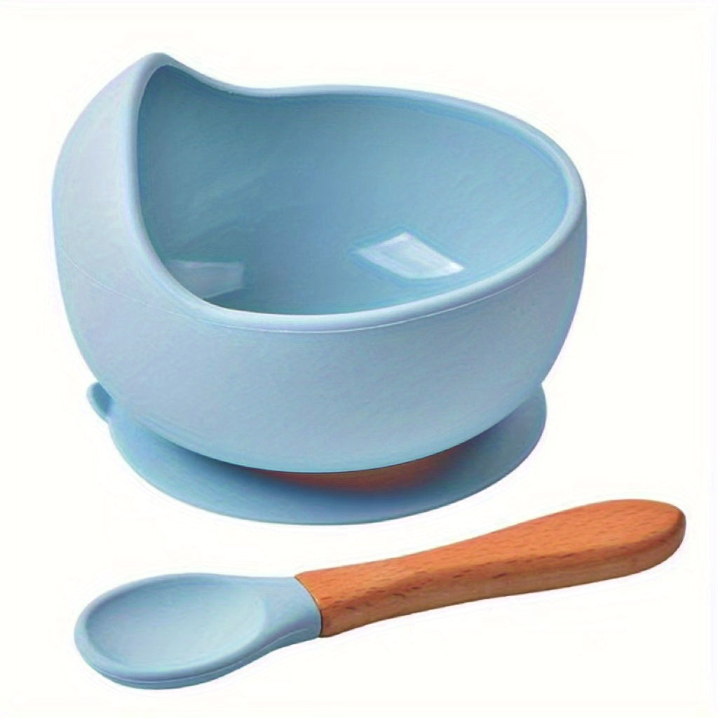 Baby Feeding Bowl and Spoon Set - This set includes a silicone baby bowl with suction cup, a wooden spoon, and a silicone suction base to prevent slipping. Perfect for toddlers, boys, and girls, this non-slip feeding kit is an ideal gift for Halloween