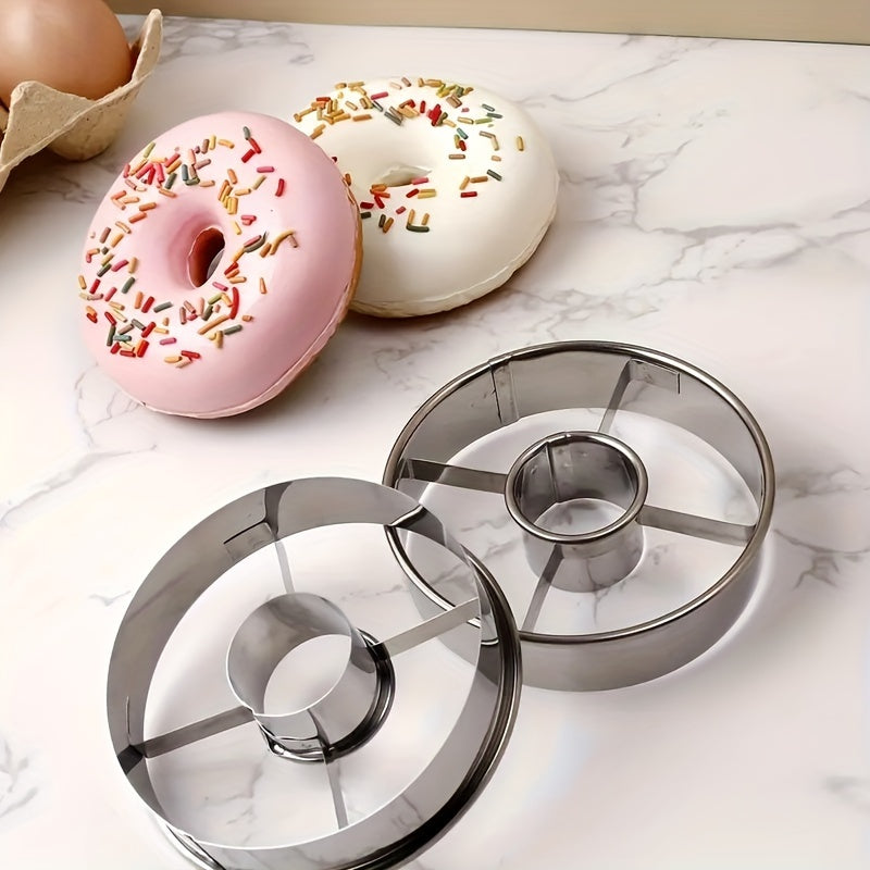 Set of Stainless Steel Donut Cutters - Ideal for Making Chocolate Cakes, Mousse, and Cookies | Sturdy Baking Utensil with Consistent Cutting Design for Mouthwatering Pastries