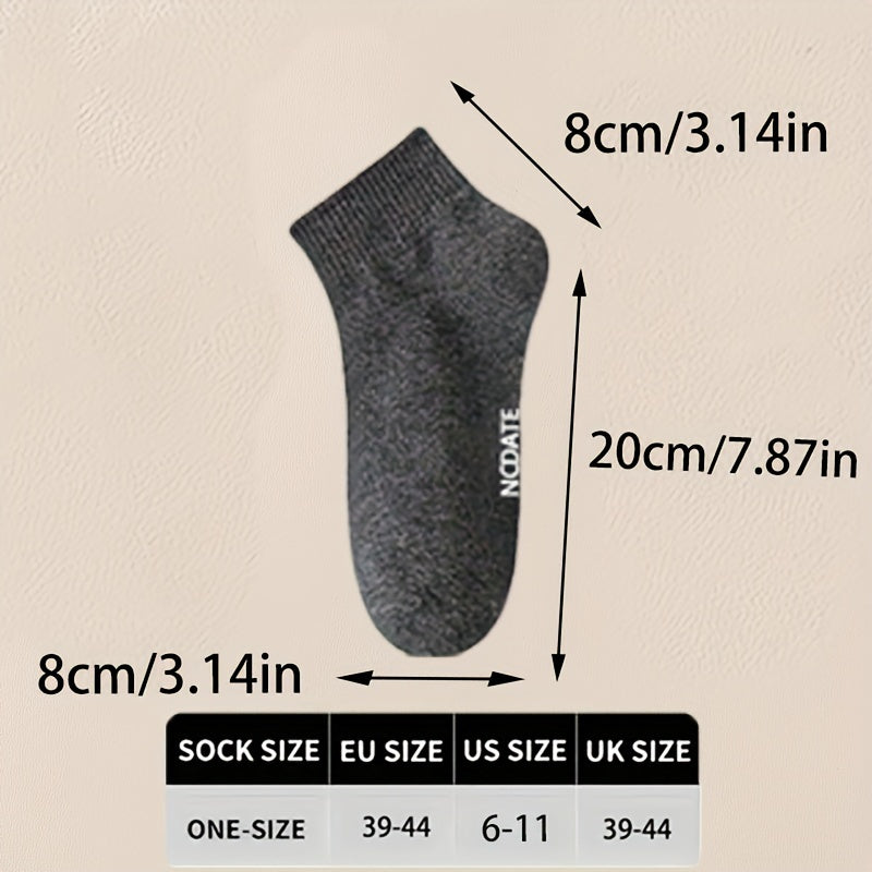 5 pairs of men's short crew socks for casual or sports use outdoors.