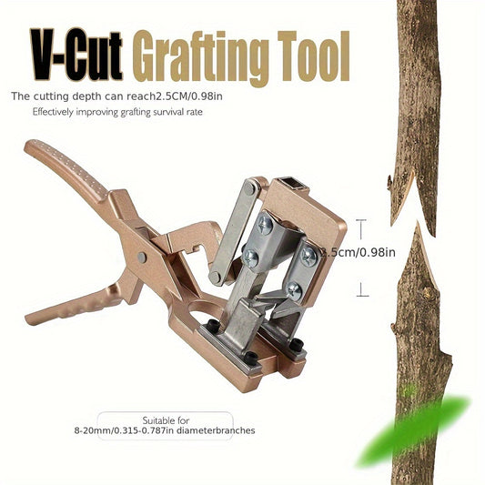 FUNTECK V-Cut Grafting Tool for Large Branches, SK5 Blades, 8.2cm Cutting Depth, Ideal for Fruit Trees, Robust Construction, Precision Cutting