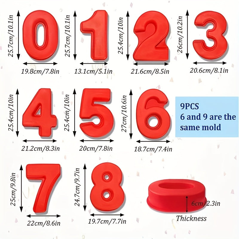 Silicone Cake Mold for 3D Large Cakes featuring Numbers 0-9, Perfect for Birthdays and Wedding Anniversaries