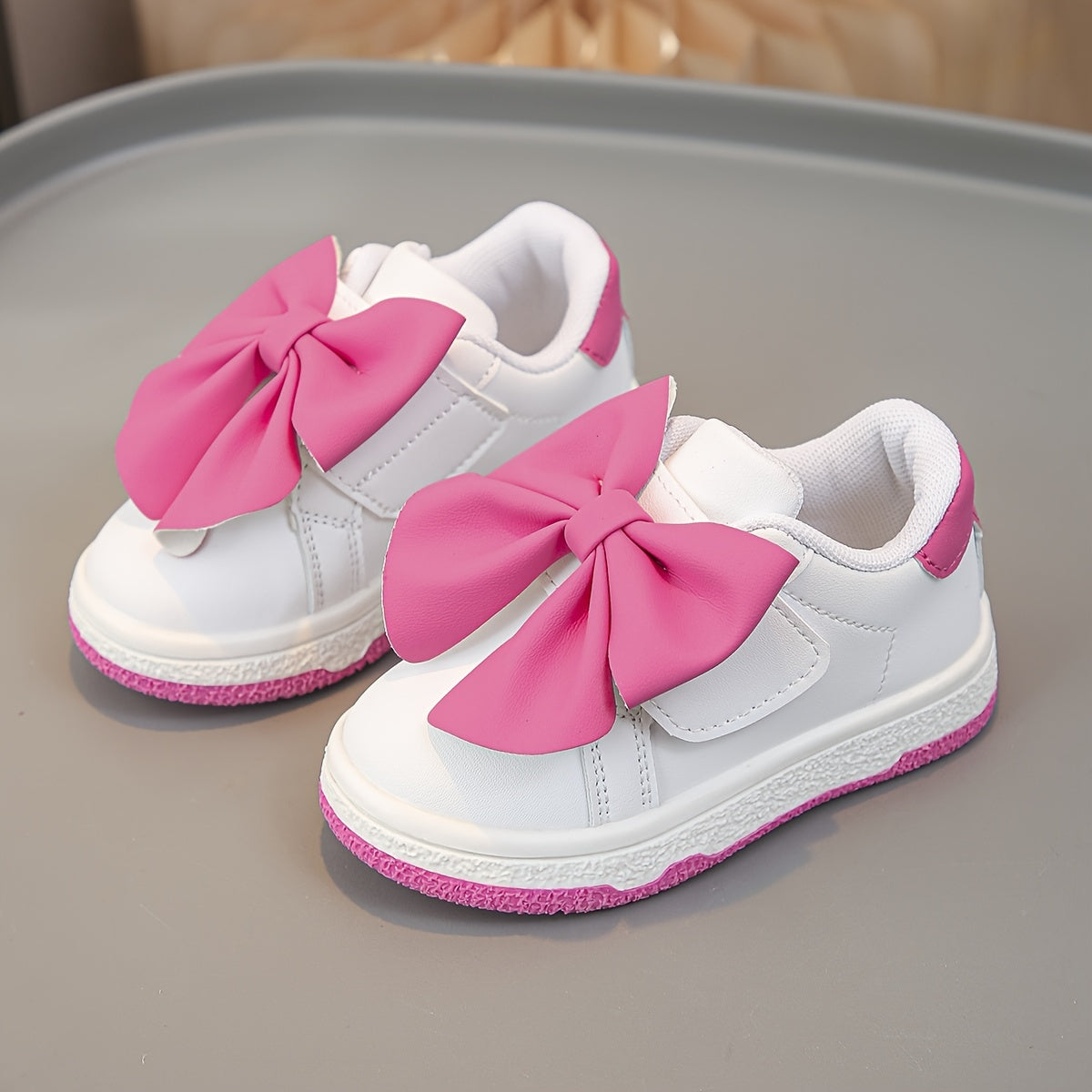 Girls' White Shoes with Seasonal Pink Bows