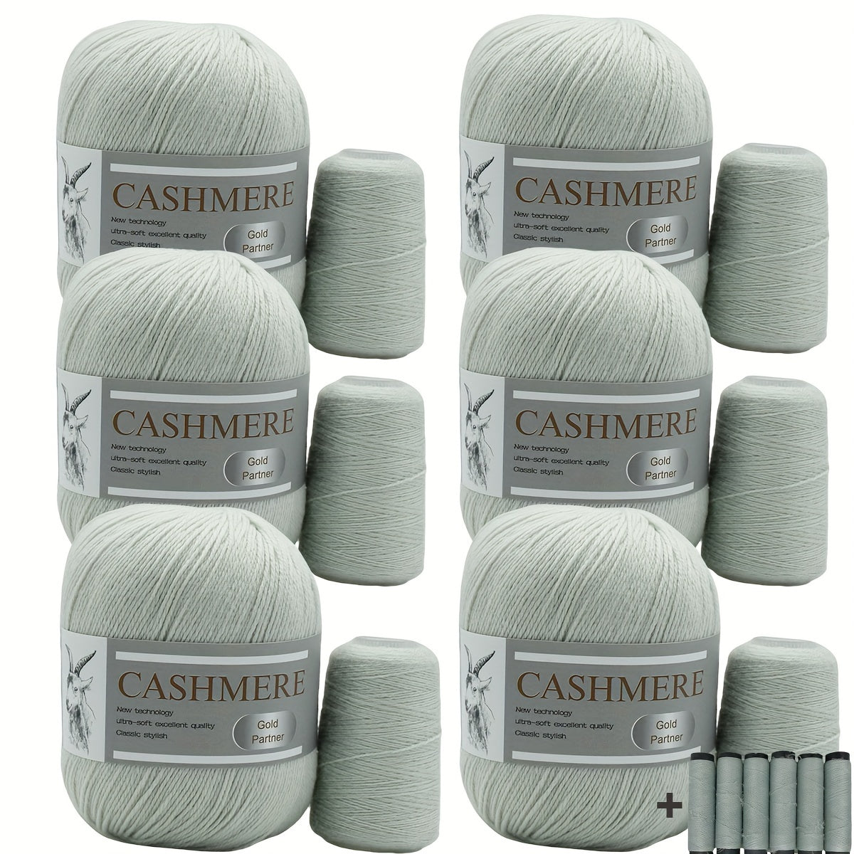 6 luxurious cashmere yarns for hand knitting and crocheting. Ideal for making sweaters, scarves, hats, shawls, cardigans, and gloves. High-quality, soft, warm, multicolored bundle in 10.58