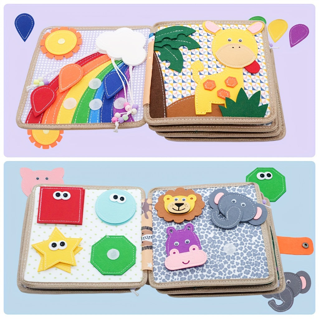 Educational Busy Board Toys for Early Childhood Development, Interactive 3D Story Cloth Book to Enhance Fine Motor Skills, Perfect Travel Toy Birthday Gift