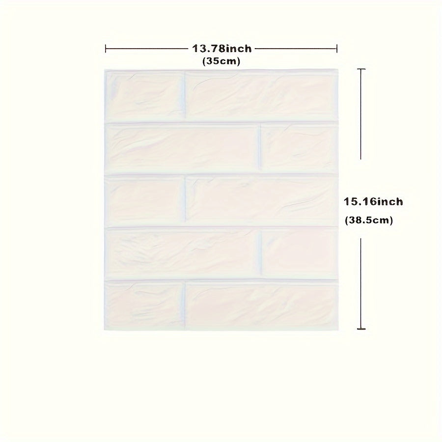 3D stereo imitation brick wall stickers available in 20pcs, 50pcs, or 100pcs, measuring 38.5×35cm/15.16×13.78in. Ideal for DIY home decoration in bedrooms, kitchens, or living rooms.