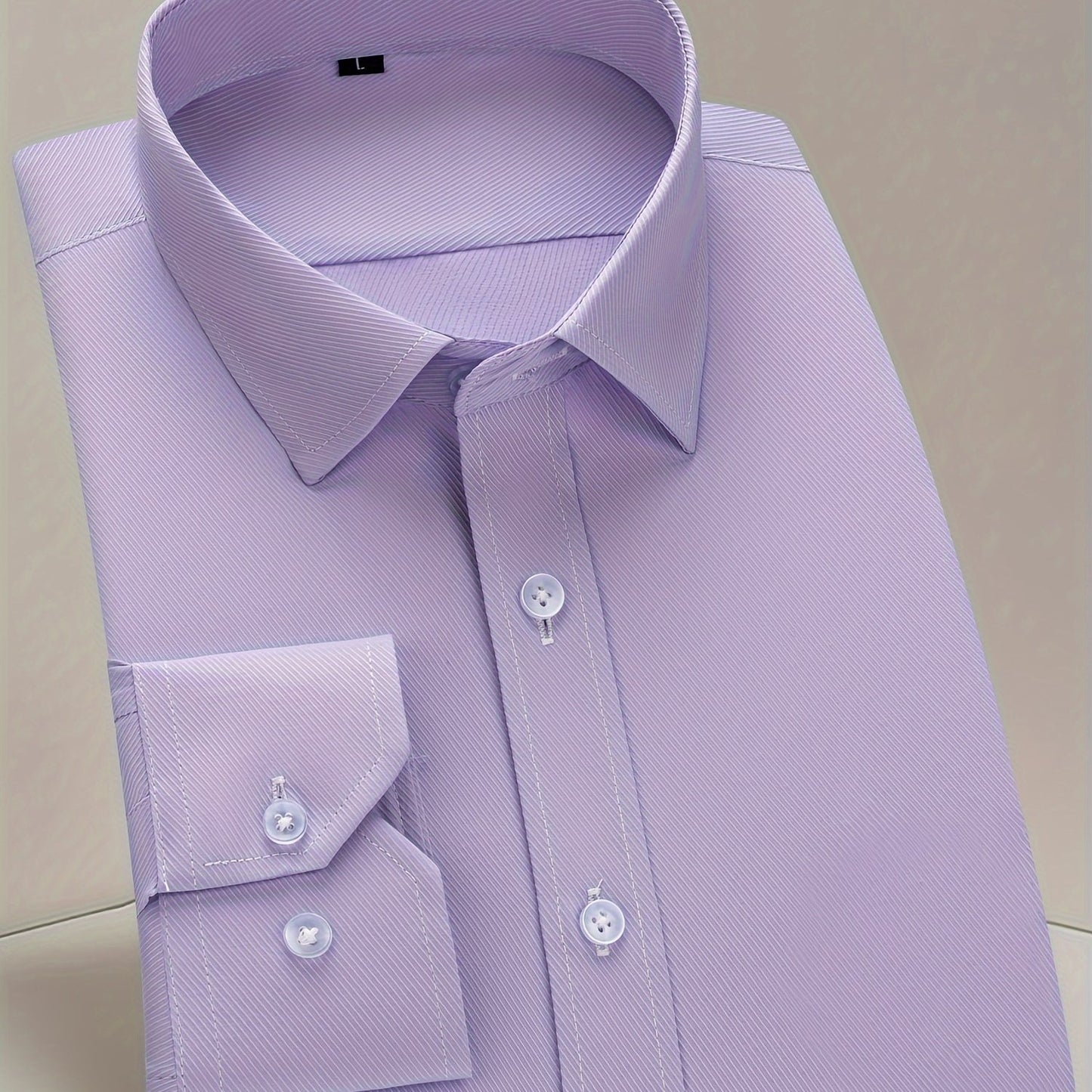 Men's classic long sleeve button up dress shirt in solid color, perfect for business and formal events.