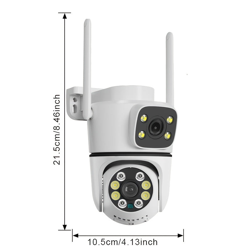 Dual Lens Indoor/Outdoor Youngsters' Safety Camera System with 1080P HD, USB Power, Two-Way Audio, Motion Alerts, Cloud Storage Compatibility, Night Vision, and Versatile Use Across Multiple Scenarios.