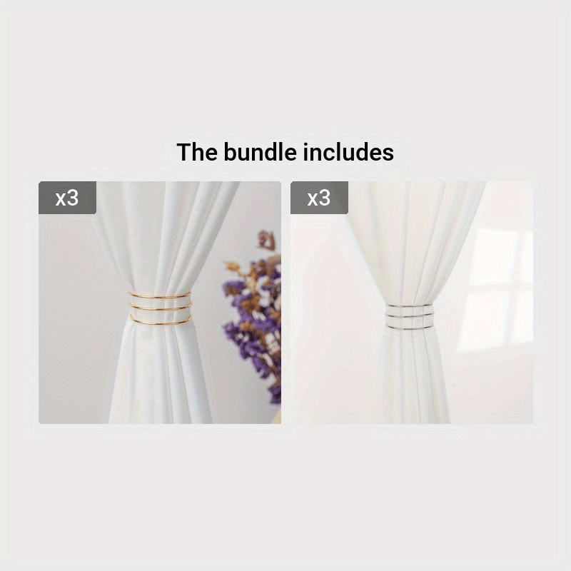 Simple Golden Curtain Tiebacks Curtain Buckle Yarn Curtain Decoration Accessories for 2PC