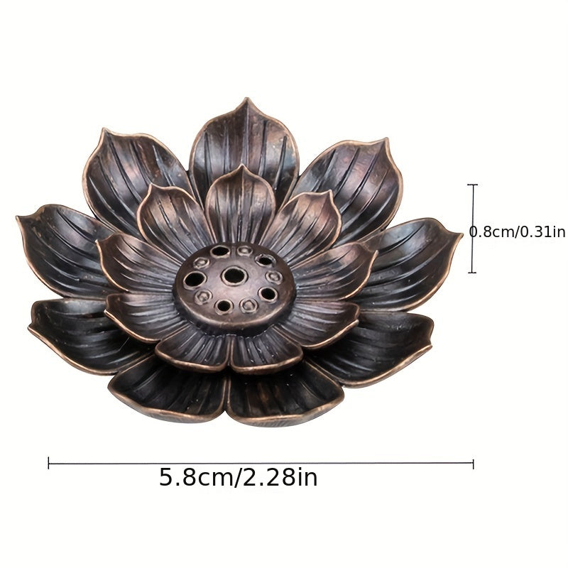 1 Metal Incense Burner Plate with Lotus Censer, Zen Aroma Diffuser, Home Decor for Yoga Studio or Camping.