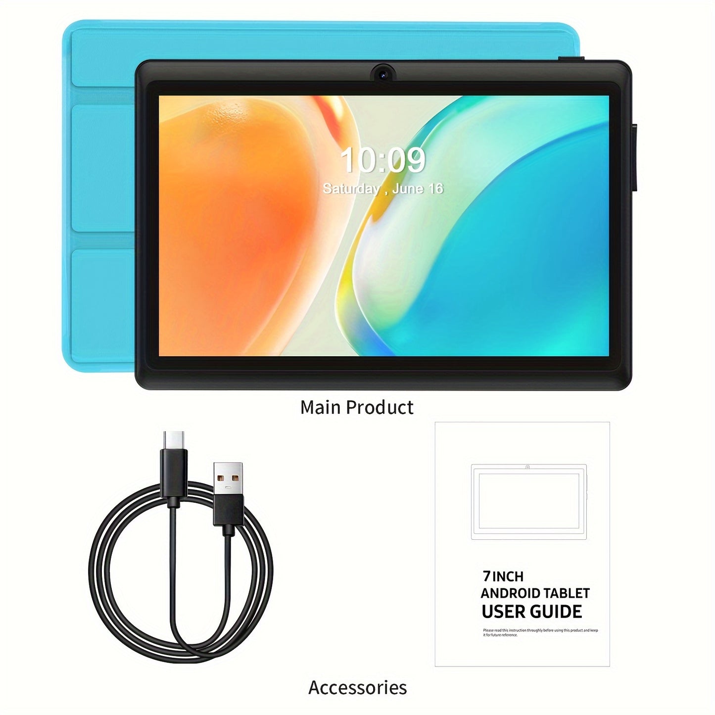 PRITOM 7-inch Android 13 Tablet with Protective Case, 4GB RAM, 32GB ROM, Quad-Core Processor, 1TB Expansion, HD IPS Display, Dual Cameras, Dual WiFi, New Tablet 2025.