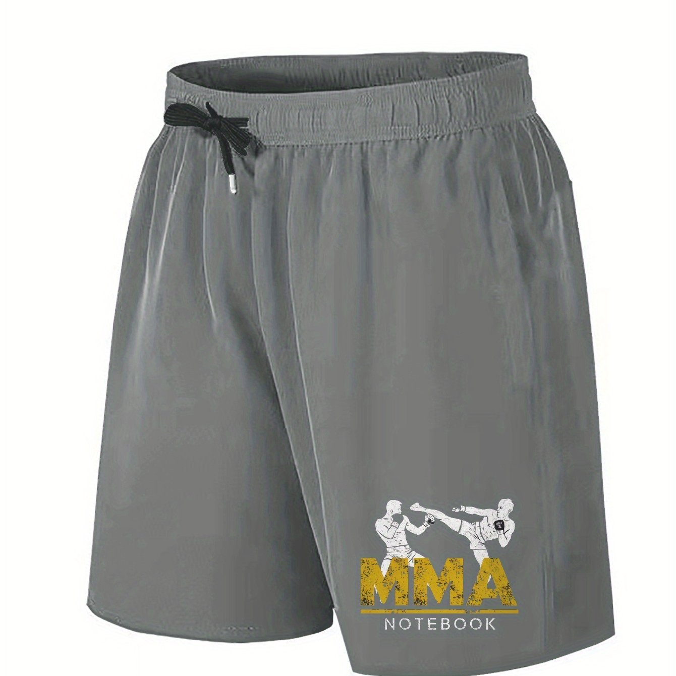 Polyester woven pockets unisex MMA fighter illustration shorts, regular fit, non-stretch, plus size.