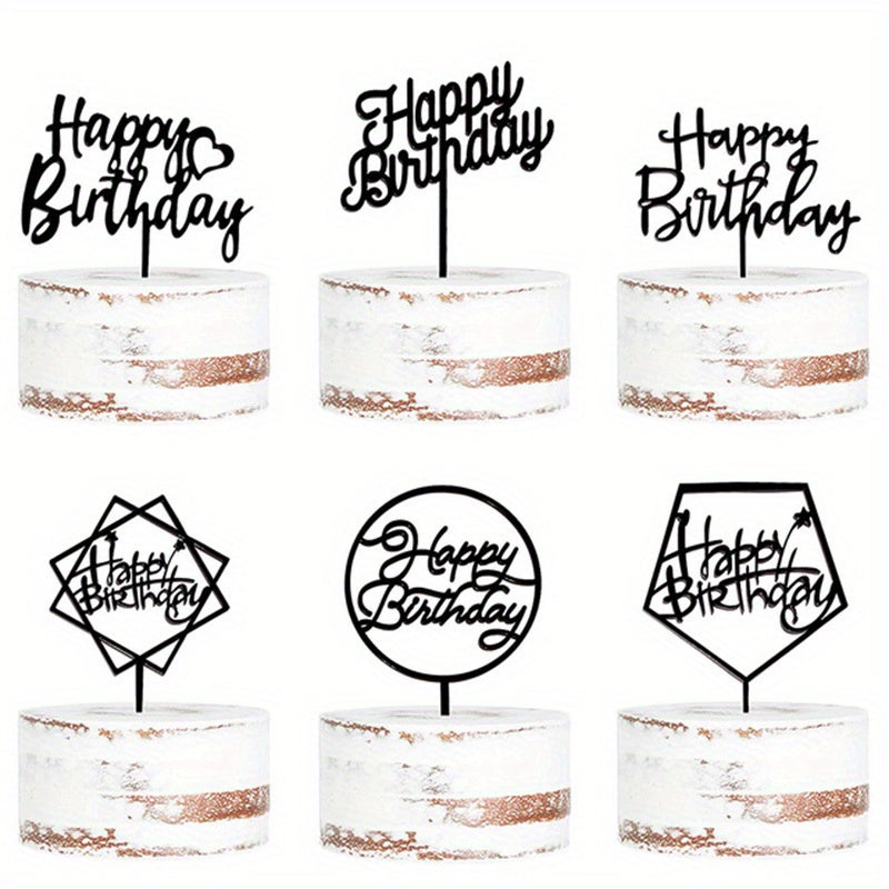 Golden Happy Birthday Acrylic Cake Toppers - Perfect for birthday cakes, baby showers, and party decorations. Enhance your dessert table with these stylish baking supplies.