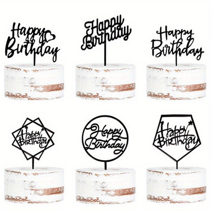 Golden Happy Birthday Acrylic Cake Toppers - Perfect for birthday cakes, baby showers, and party decorations. Enhance your dessert table with these stylish baking supplies.