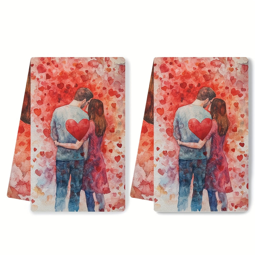 Set of 2 Ultra Soft Kitchen Towels, Perfect for Valentine's Day, Highly Absorbent Dish and Hand Towels for Holiday Decoration, Easy to Clean in the Washing Machine, 16x24 Inch, Model Number 2KYSYS1217591.