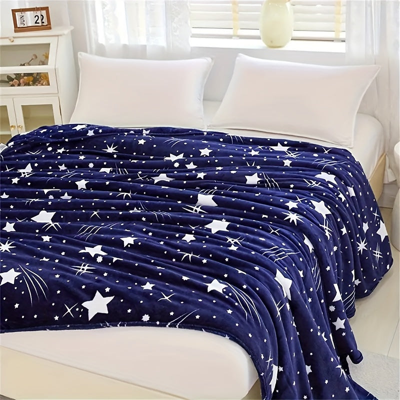 The SEA BEAR Soft & Warm Fleece Throw Blanket features a charming Meteor Pattern, ideal for snuggling up on the couch, in the office, bed, or while camping and traveling. This all-season hypoallergenic gift blanket is multifunctional, perfect for use as