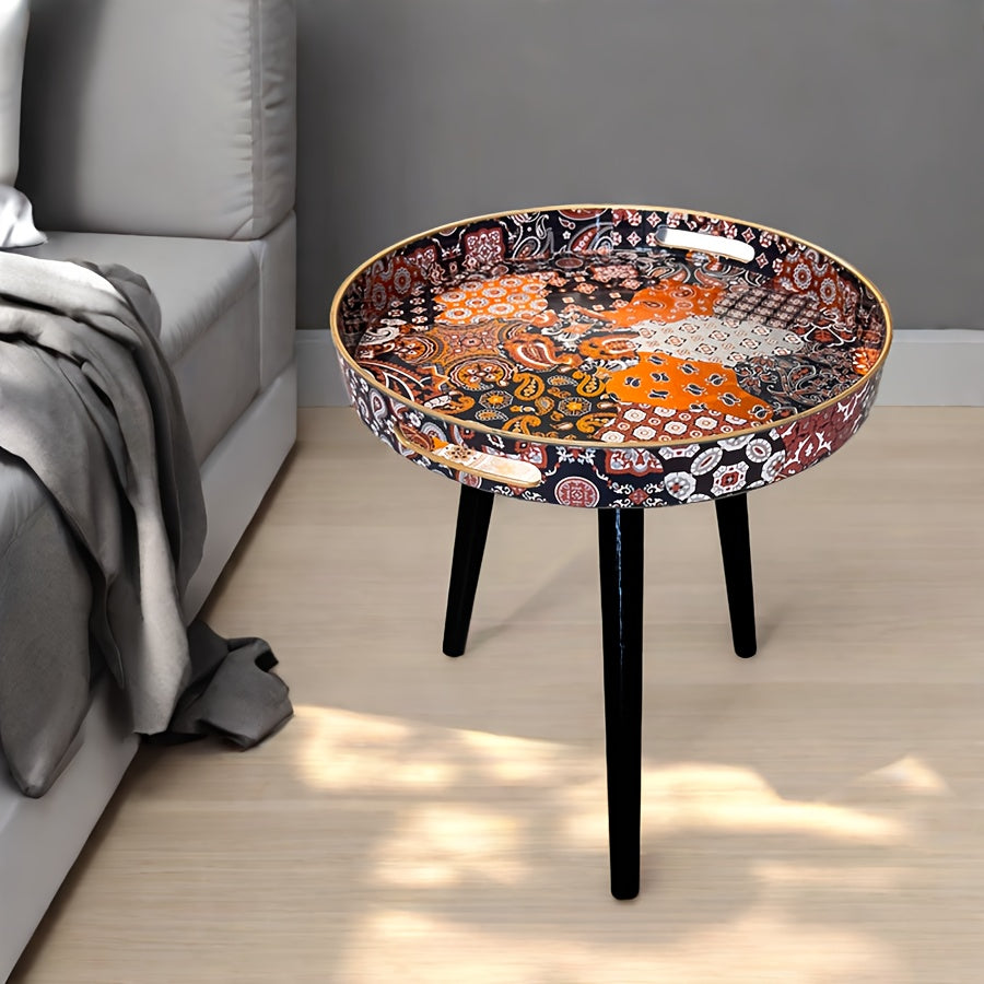 Bohemian Style Coffee Table with Wooden Legs is ideal for adding a touch of boho chic to any room in your home, whether it be the living room, bedroom, kitchen, or bathroom. Made from a combination of plastic and wood materials, this versatile piece of