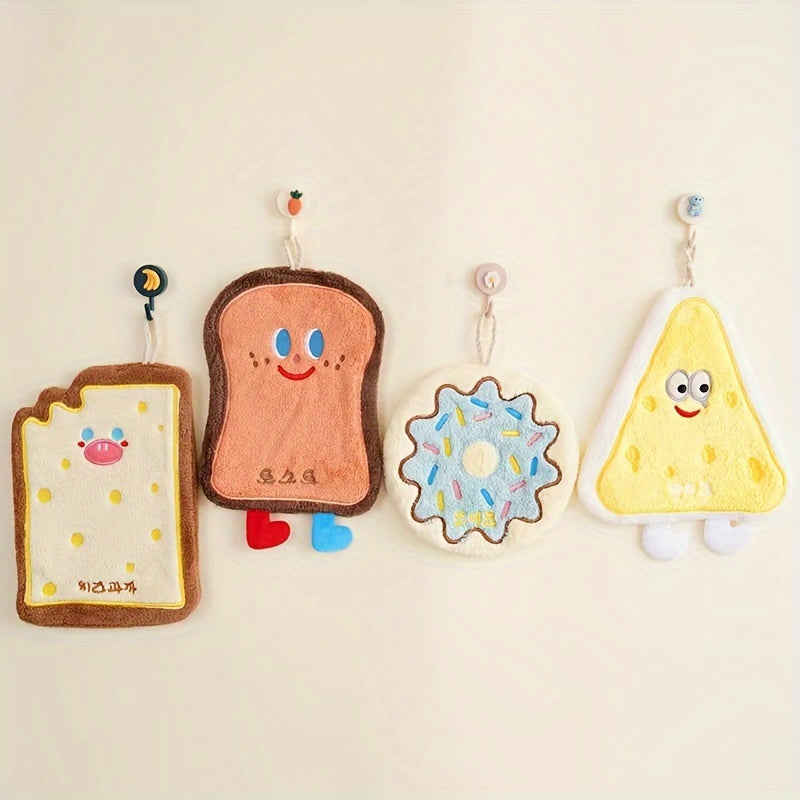 Soft, absorbent cartoon cheese hand towel suitable for kitchen and bathroom use.