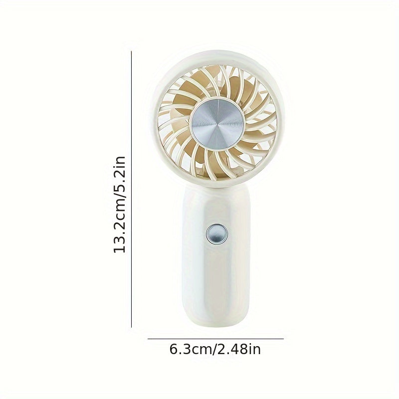 Compact Mini Fan - Rechargeable via USB, Handheld Fan with 3 Speeds and Extended Battery Life, Ideal for Office, Bedroom, Travel, Camping, and Outdoor Activities