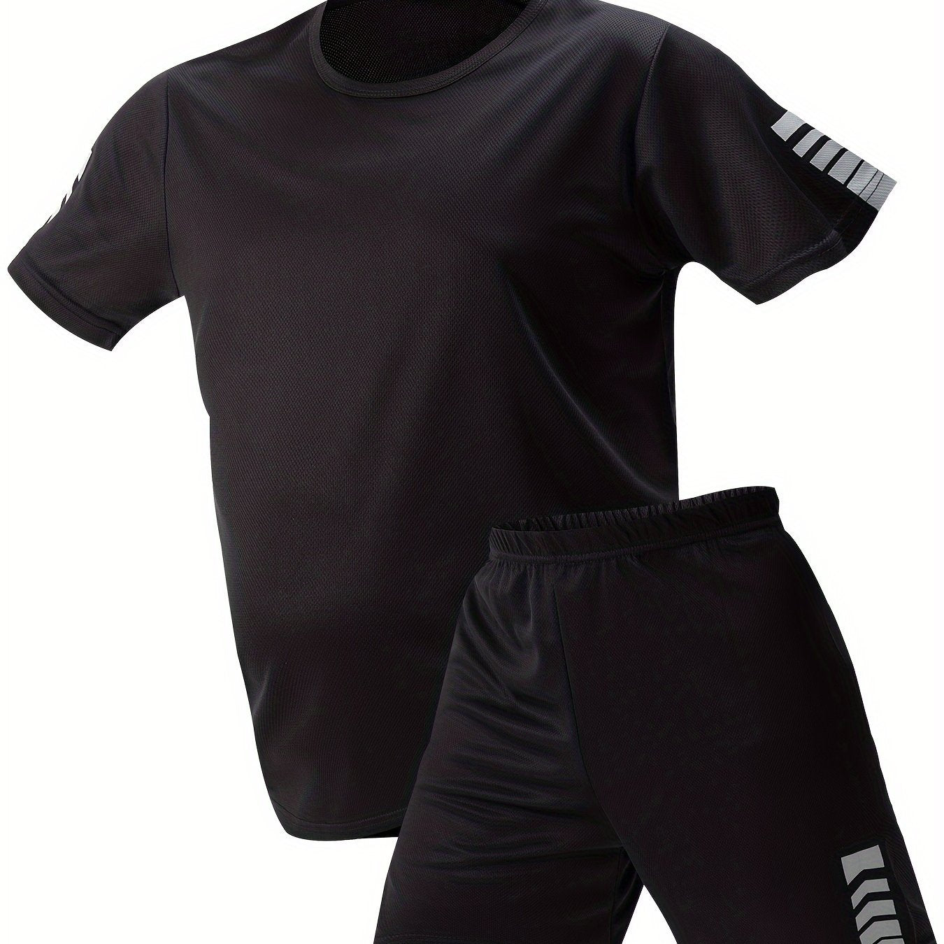 Men's Short Sleeve T-shirt & Drawstring Shorts 2pcs Casual Sports Set for Spring/Summer, Perfect as Gifts.