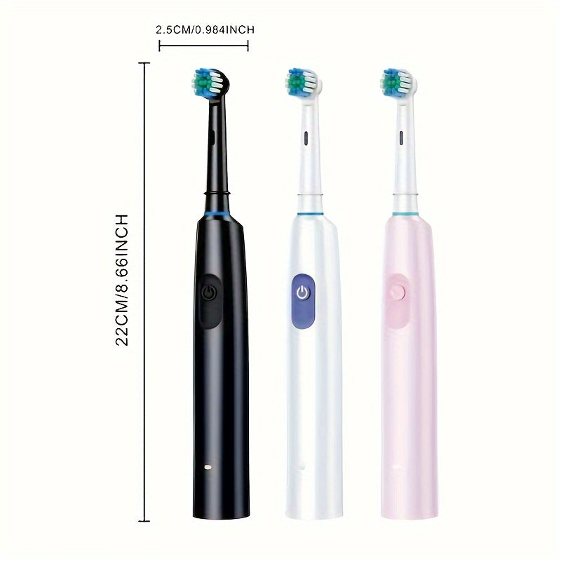 Upgrade your oral care with this adult electric toothbrush set. It includes 8 replacement heads, ultra-soft nylon bristles, and a 600mAh lithium battery with USB charging. It features a