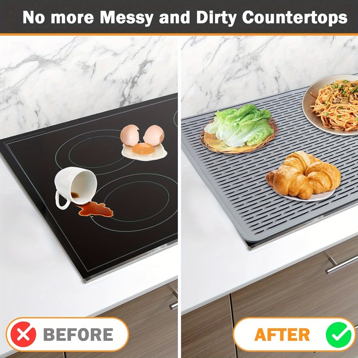 Silicone Stove Top Cover for Electric Stove - Extra Large 28" X 20" / 71 X 50cm Heat Resistant Stovetop Protector and Dish Drying Mat for Kitchen Glass Top Stoves