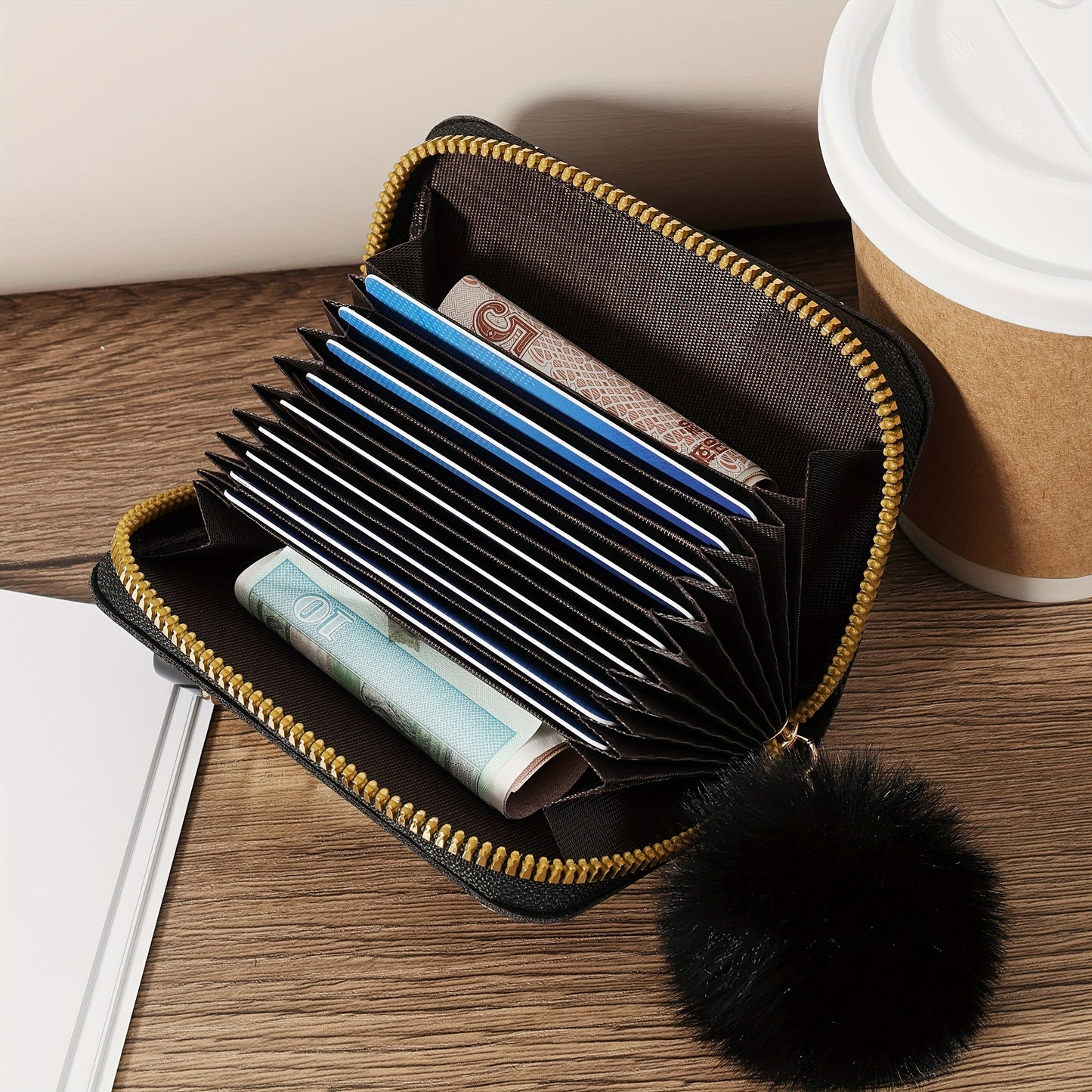 Stylish zippered wallet for coins and cards, ideal for daily use, travel, and school.