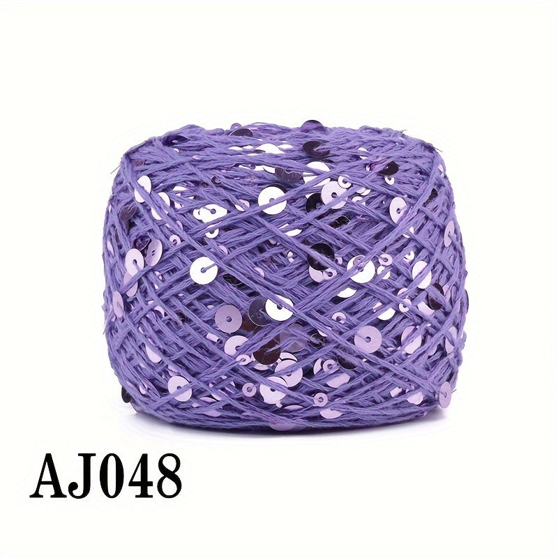 50g of sequin cotton yarn in 3mm and 6mm, perfect for hand sewing and crafts. Available in a variety of vibrant colors for fashion crafting.