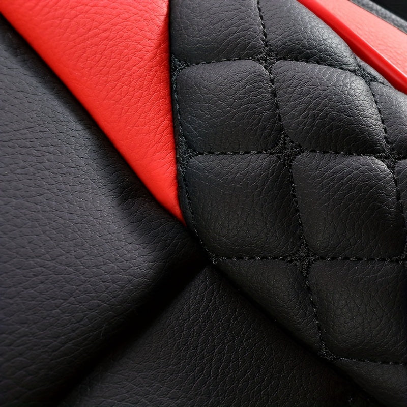 One-piece PU leather car seat cover with sponge filling for driver comfort and protection. Hand washable for easy maintenance on sedan, SUV, or pick-up truck front seats.