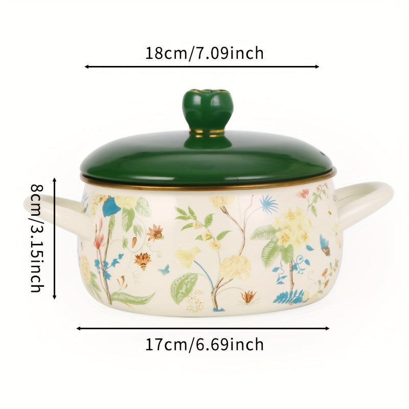 Enamel Pastoral Fuji Pot with 18cm Diameter - Versatile for Cooking and Serving, Great Addition to Any Home Kitchen