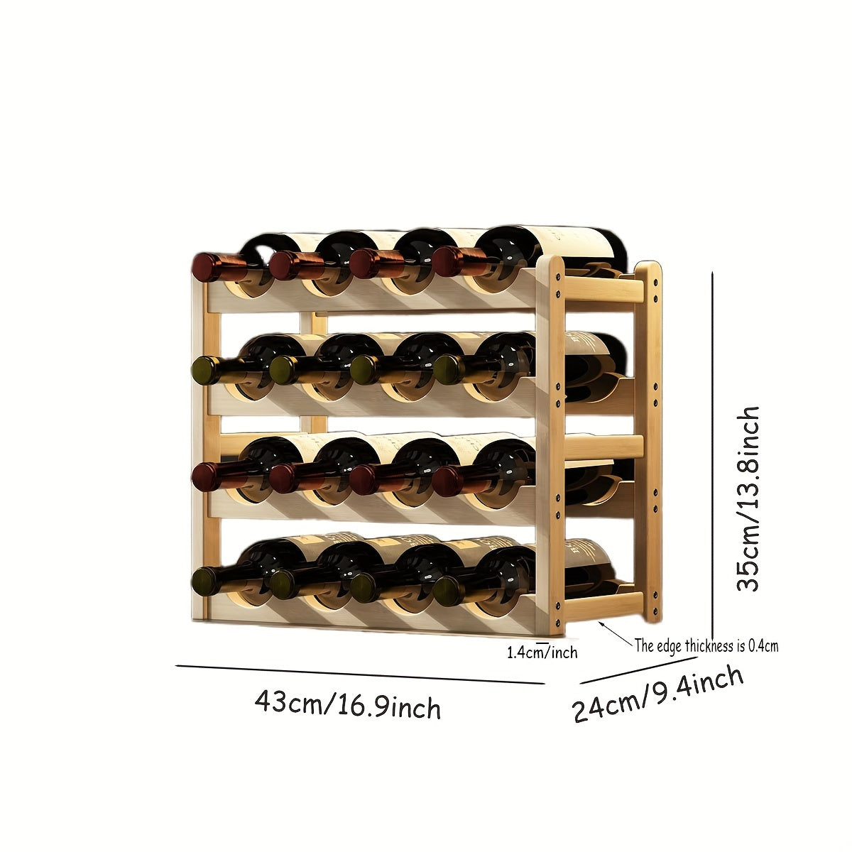 Tiered wine bottle holder with separate tiers, one can be placed (assembly required for 2/3/4 tier wine rack)