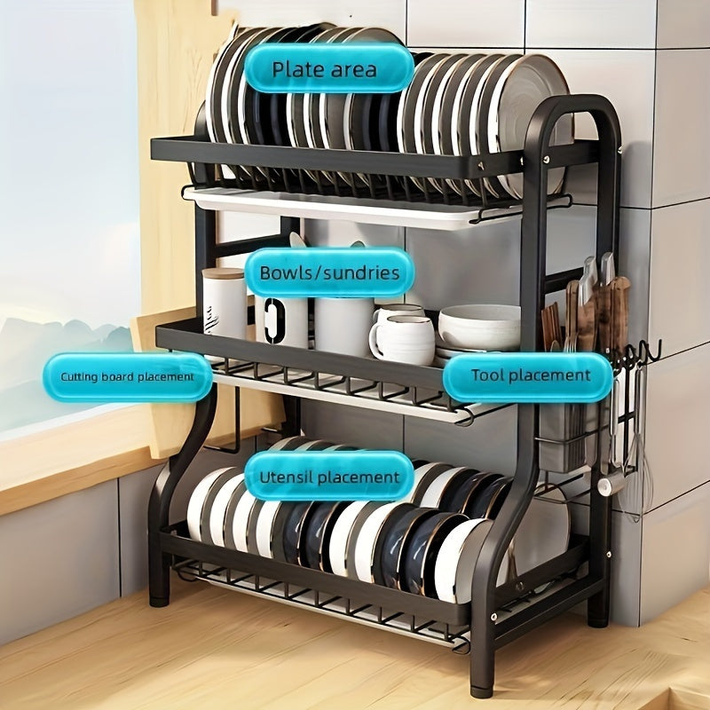 2-tier kitchen dish rack with drainboard for dishes and cutting boards, ideal for restaurant and commercial kitchens.