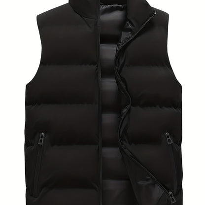 Men's stand collar casual vest, thin and loose fitting fashion.