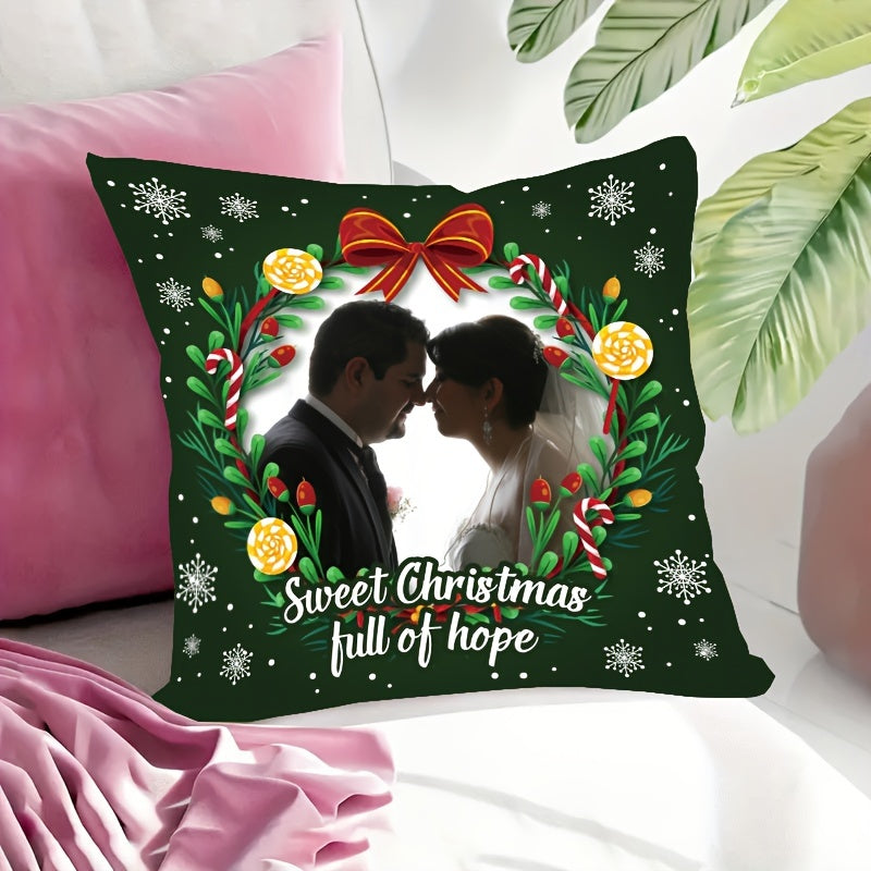 Get your own Custom Christmas Plush Pillowcase today! Add your favorite photos and enjoy the double-sided design for festive home decor. It's the perfect gift for friends and family (Pillow insert not included).