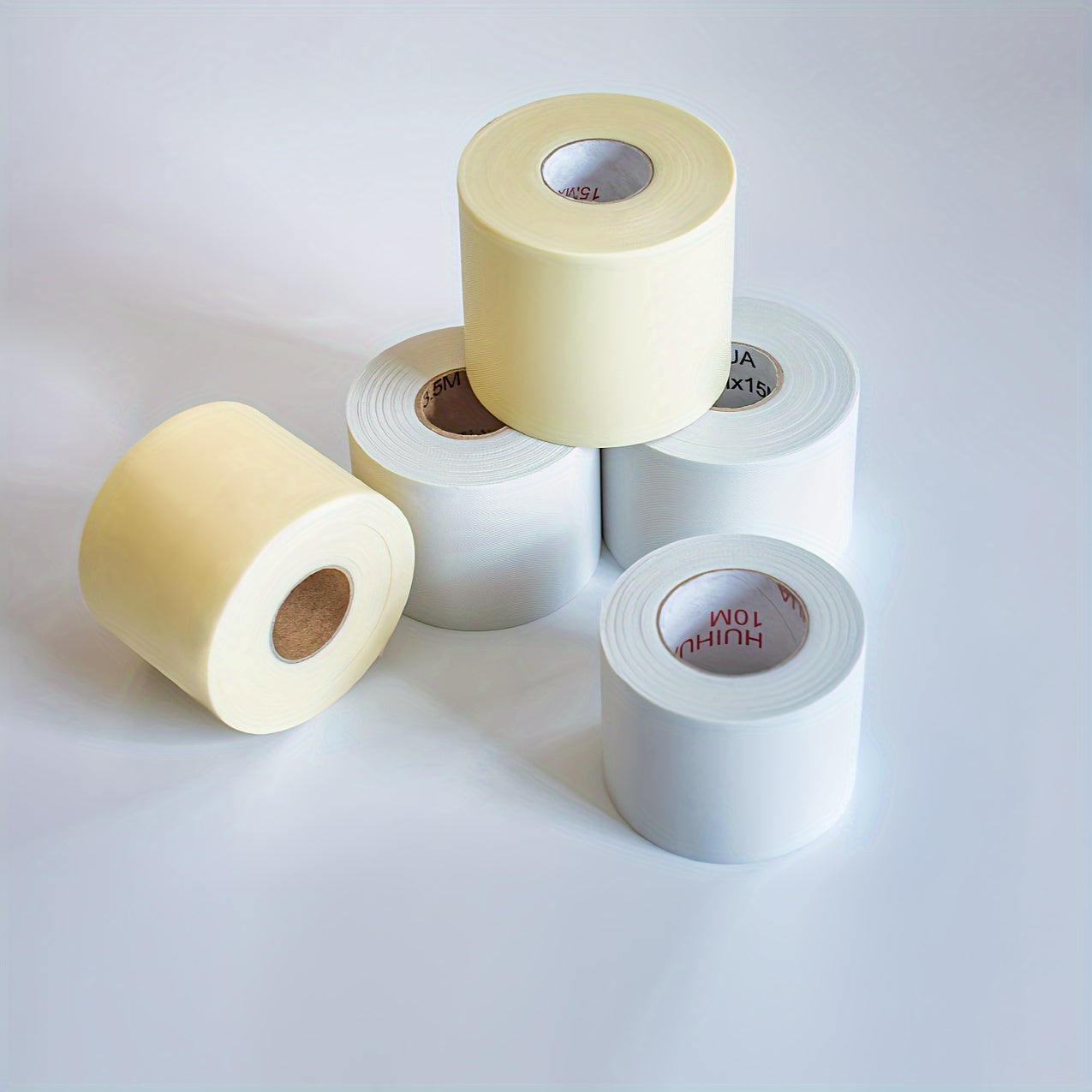 A pack of 10 PVC air conditioning wrapping tapes, each tape measuring 2.36 inches by 590.55 inches and 0.2mm thick. Suitable for heating and cooling parts, providing insulation, protection, and enhancing aesthetics without the need for power.