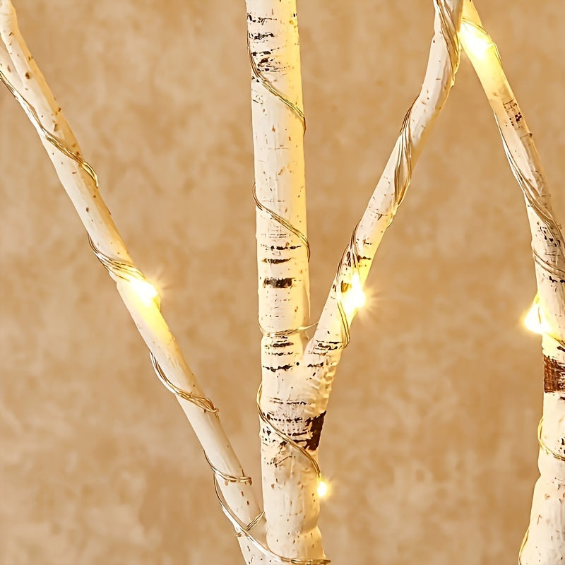 Battery-powered illuminated artificial birch branch, ideal for indoor decor and special events.